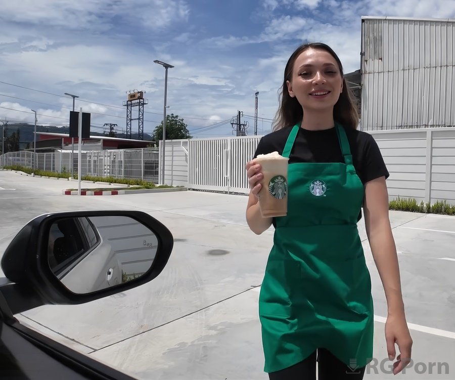 Maya Lis - Cute Starbucks Barista Girl Fuck In The Car FullHD