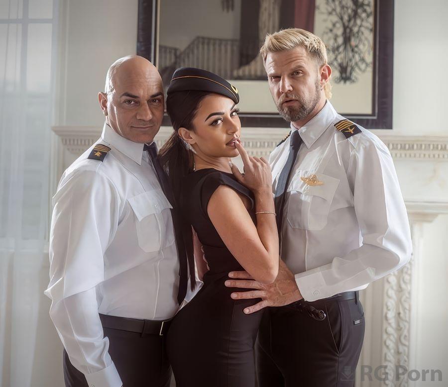 Martina Smeraldi - Naughty Flight Attendant Gets Fucked by Two Pilots After the Flight In Hotel Room 1080p FullHD