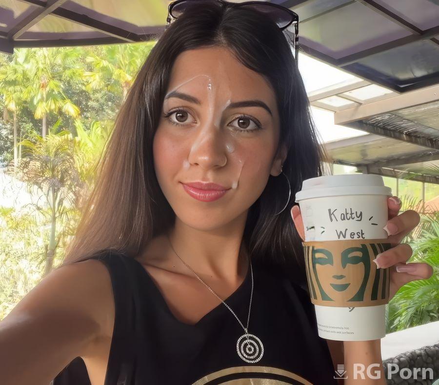Katty West - Girl with Cum on Her Face Goes to Starbucks for Morning Coffee 1080p FullHD