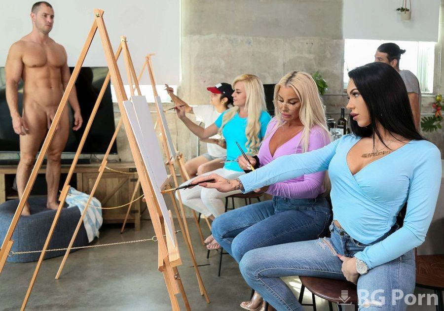 Robbin Banx - Girls at Art Class Draw a Naked Male Model and End Up Fucking Him 1080p FullHD